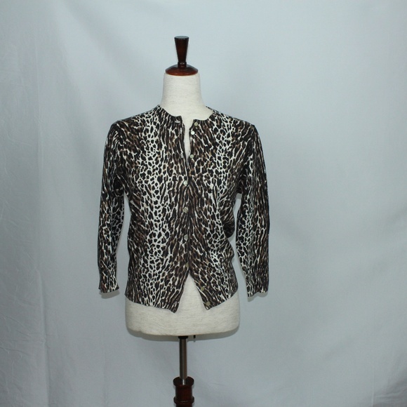 NWT J.Crew Animal Print Jackie Cardigan Sweater - Picture 1 of 3